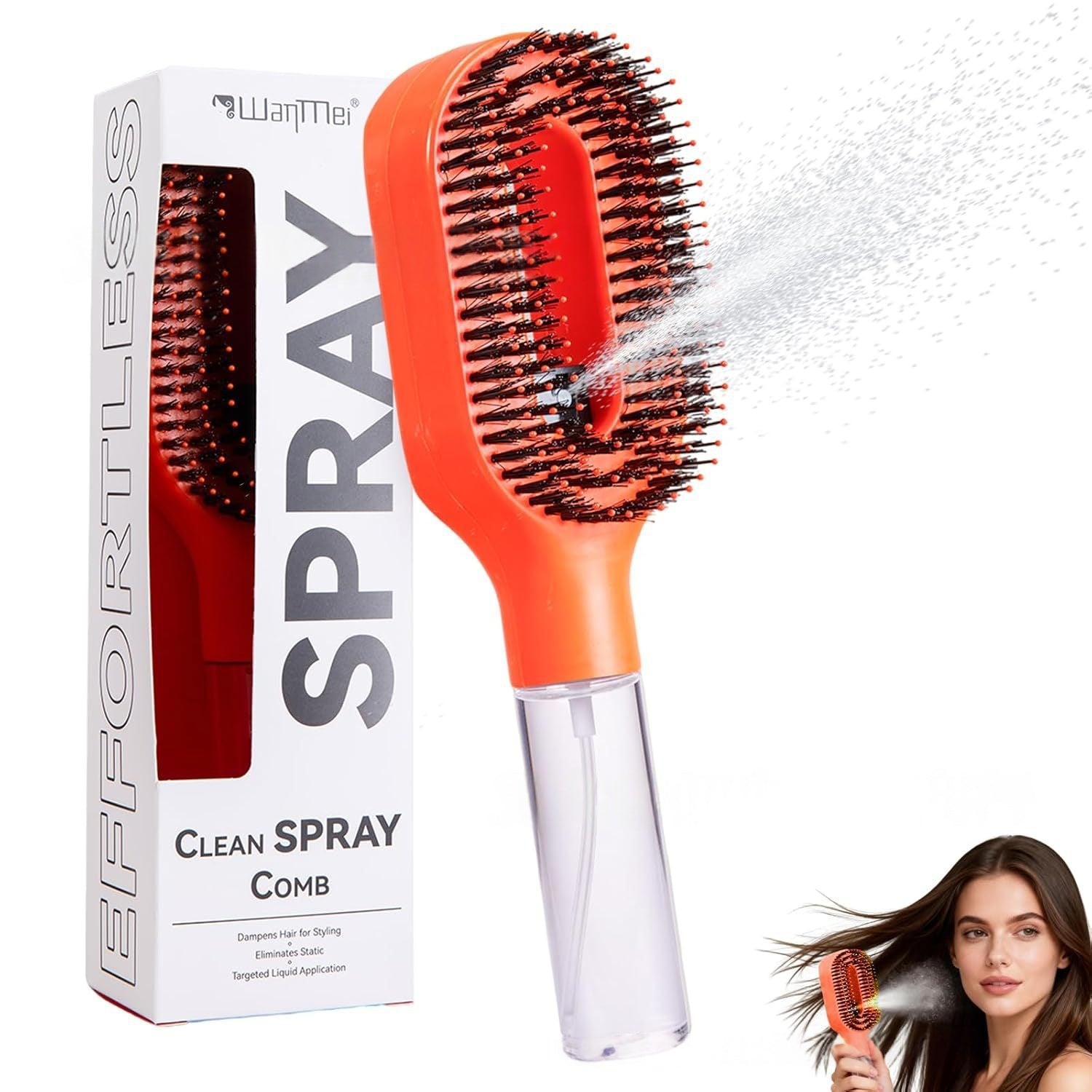 Cepillo Desenredante 2 en 1 con Spray para Masaje Capilar y Aceites Esenciales
