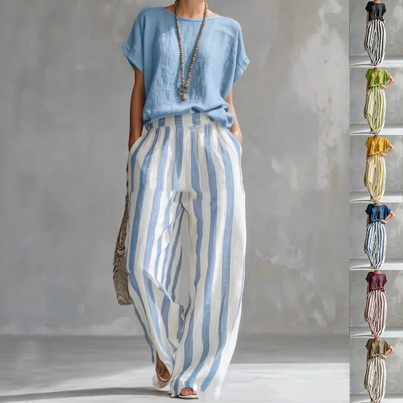 Conjunto de T-shirt y Pantalones de Verano para Mujer - Estilo Casual y Moderno