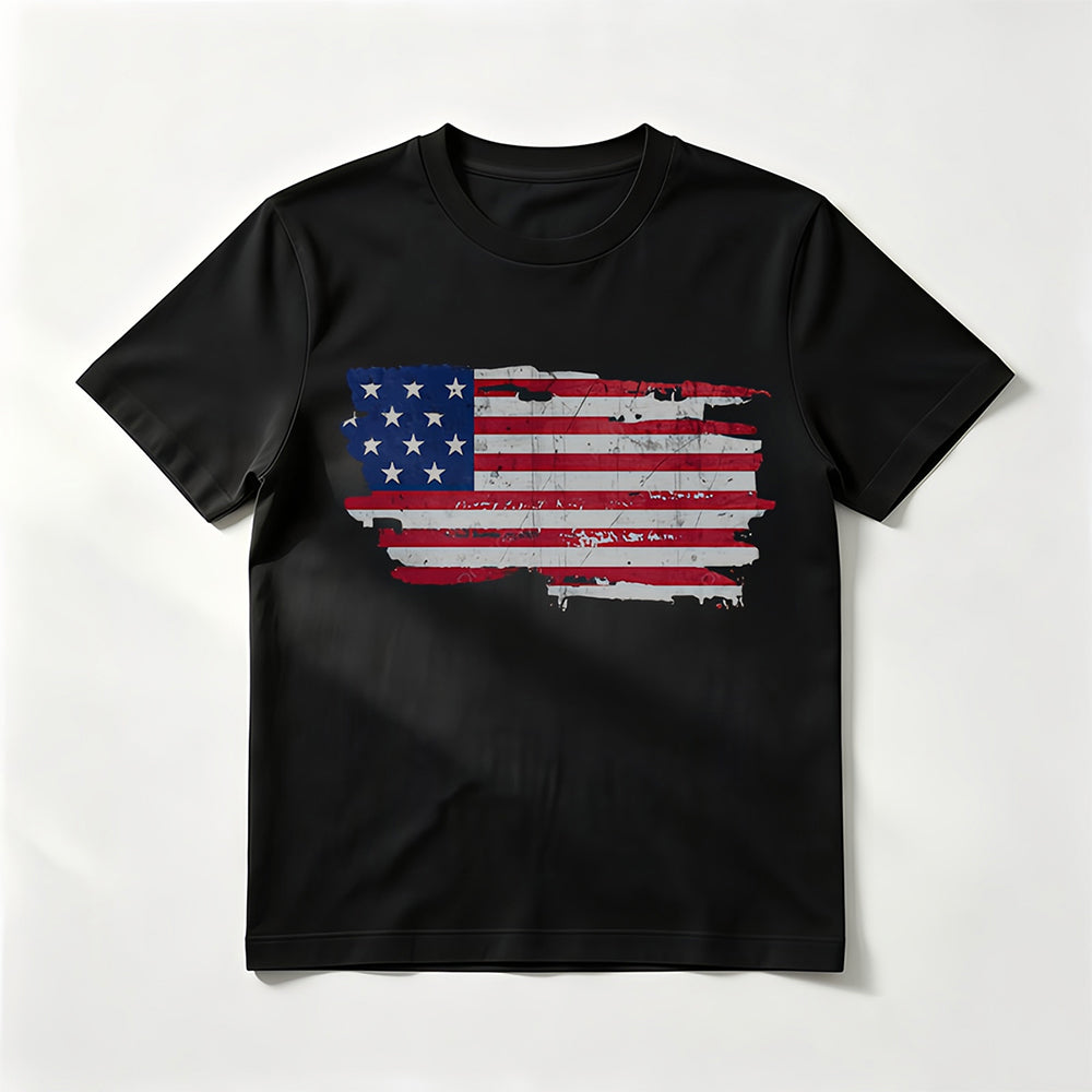 Camiseta de Cuello Redondo con Estampado de Bandera - Variedad de Colores y Tallas